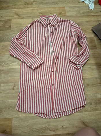 Robe chemise rose et blanche