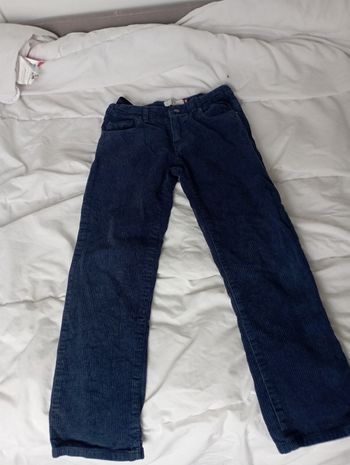 Pantalon bleu velours côtelé réglable CFK 8 ans 2€5