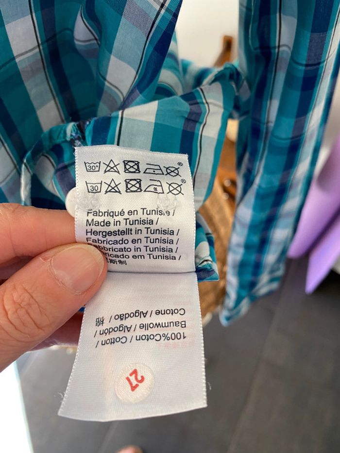 Chemise Serge Blanco à carreaux vert bleu blanc taille M - photo numéro 15
