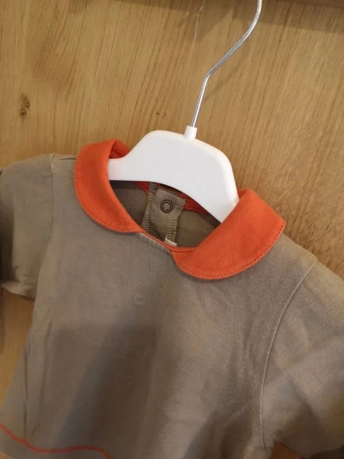 T-shirt avec col en brun avec col 9 mois - photo numéro 4