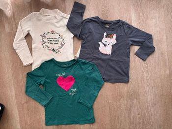 Lot 3 hauts manches longues fille Gemo-Inextenso-CoolClub - 4 ans (104 cm) - très bon état 