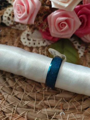 🍂Bague acier inoxydable bleu pailleté 22 MM🍂