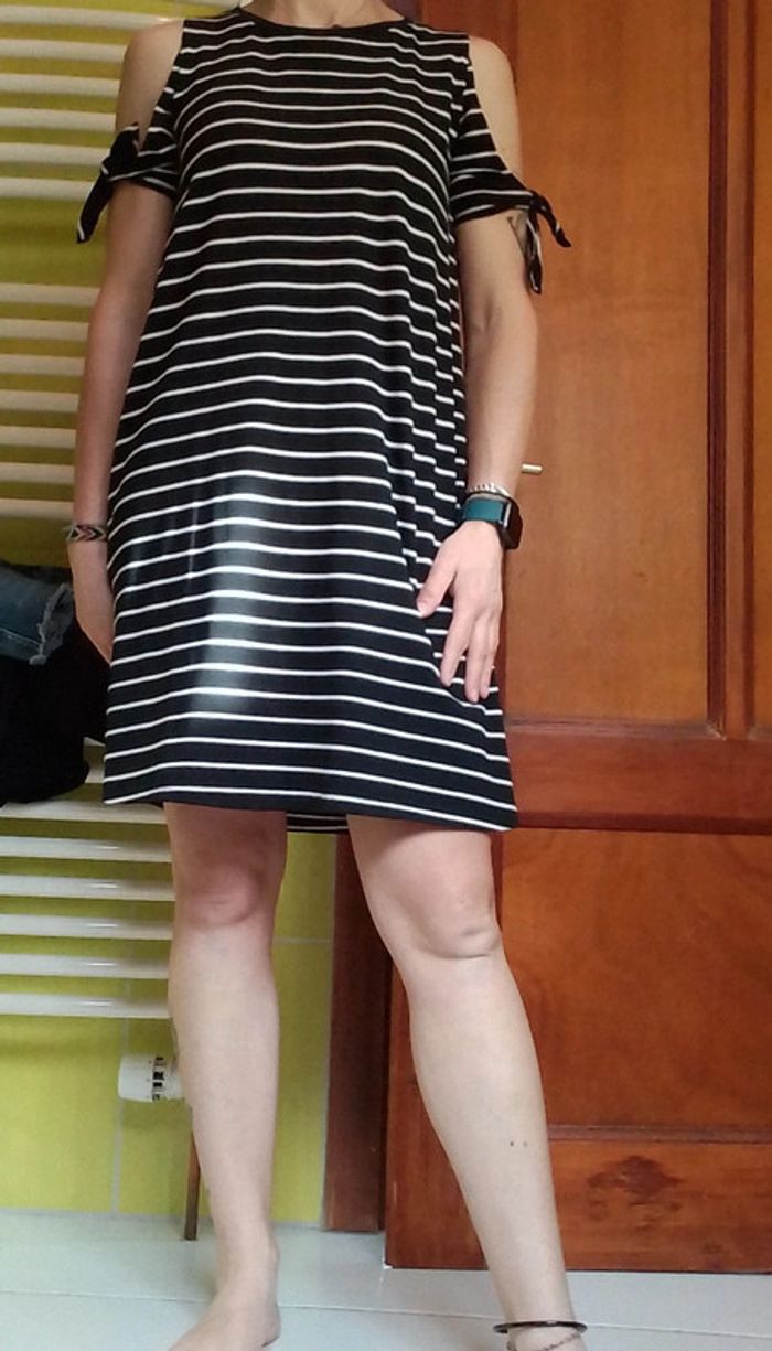 Robe femme bleu marine rayés - photo numéro 2