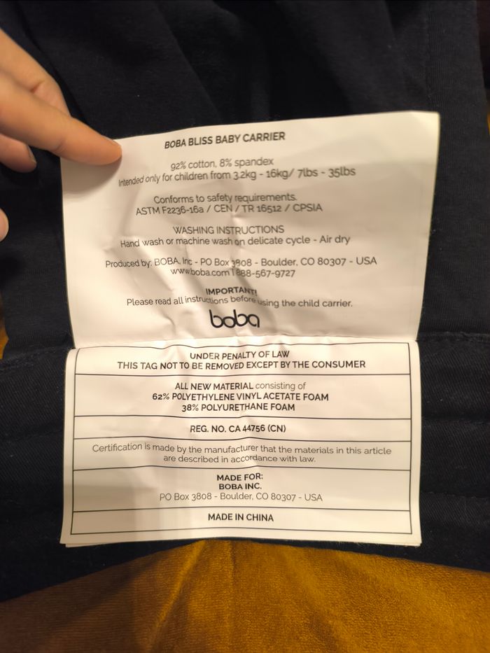 Porte bébé boba Bliss noir neuf - photo numéro 6