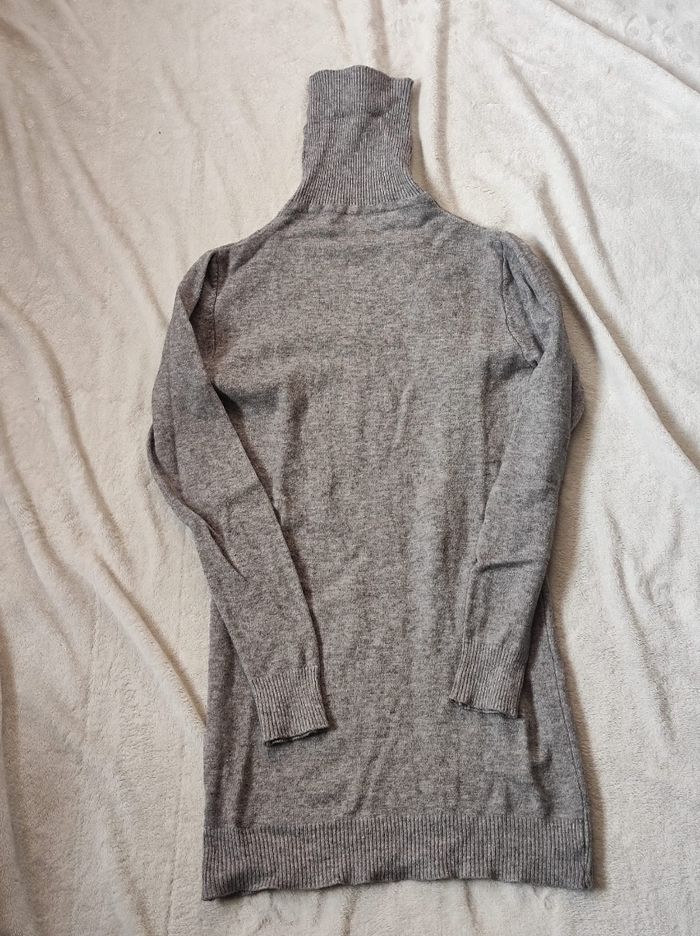 Pull long col rouler gris taille unique - photo numéro 2