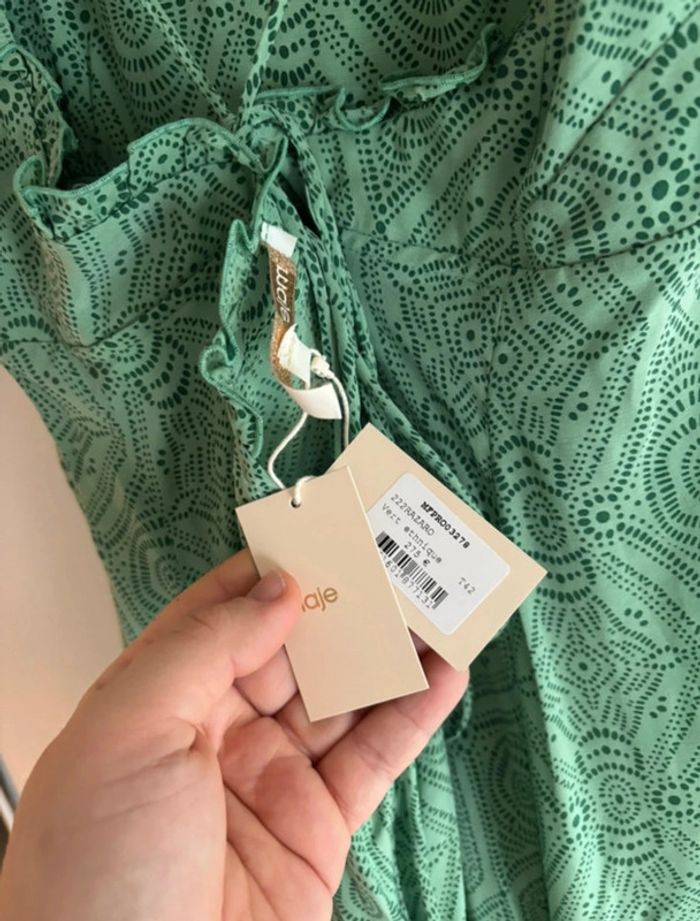 Robe longue MAJE verte en dentelle – Neuve avec étiquette (taille XL/42) - photo numéro 8