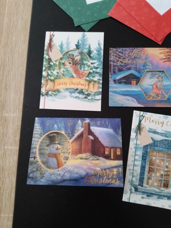 Lot de 4 cartes de Noël et de voeux avec enveloppes 14x10cm - photo numéro 2