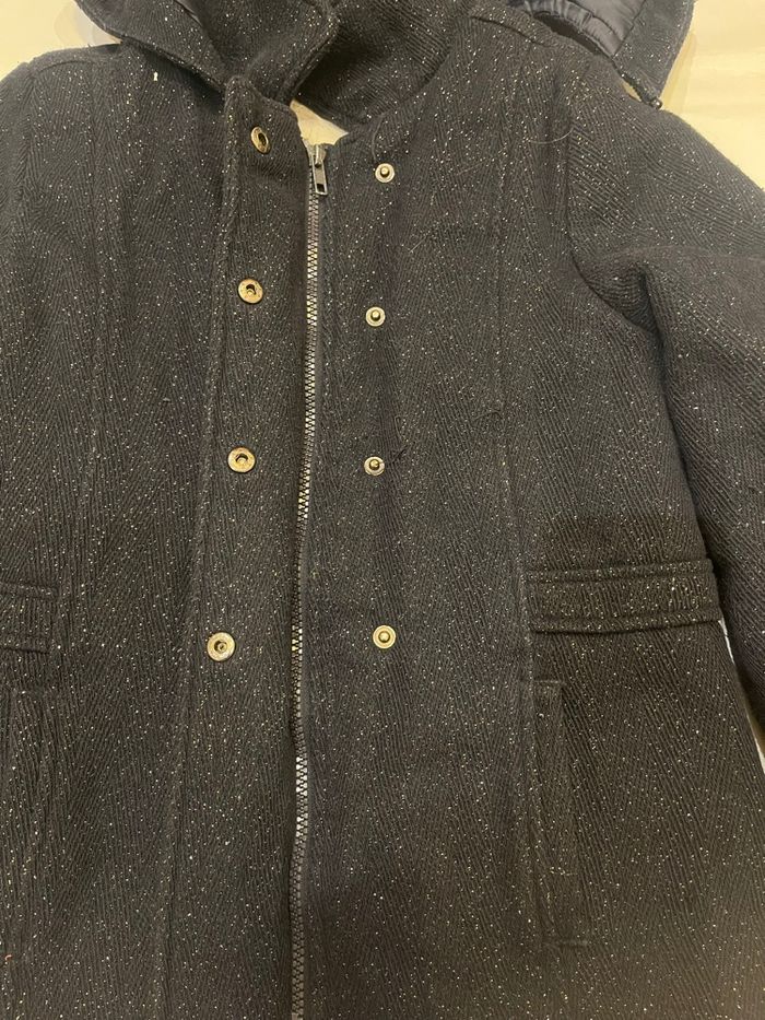 Manteau bleu marine long à paillettes et capuche tape à l’œil taille 12 ans fille - photo numéro 6