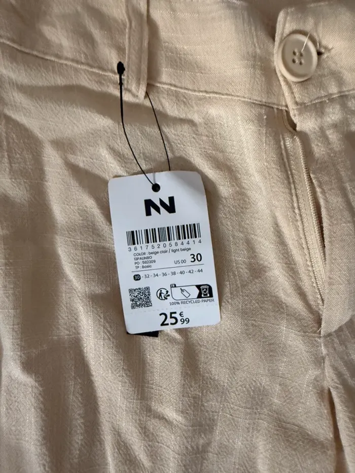 Pantalon Large Été NN Crème / Lin Mélangé - Neuf ! - photo numéro 3