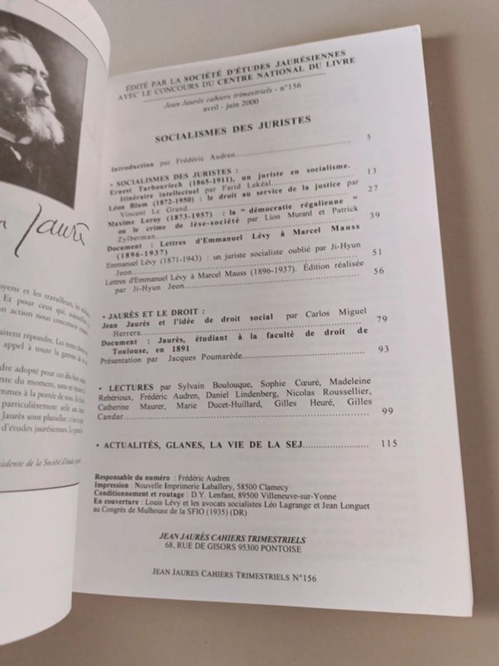 Jean Jaurès socialismes des juristes cahiers trimestriels numéro 156 - photo numéro 4