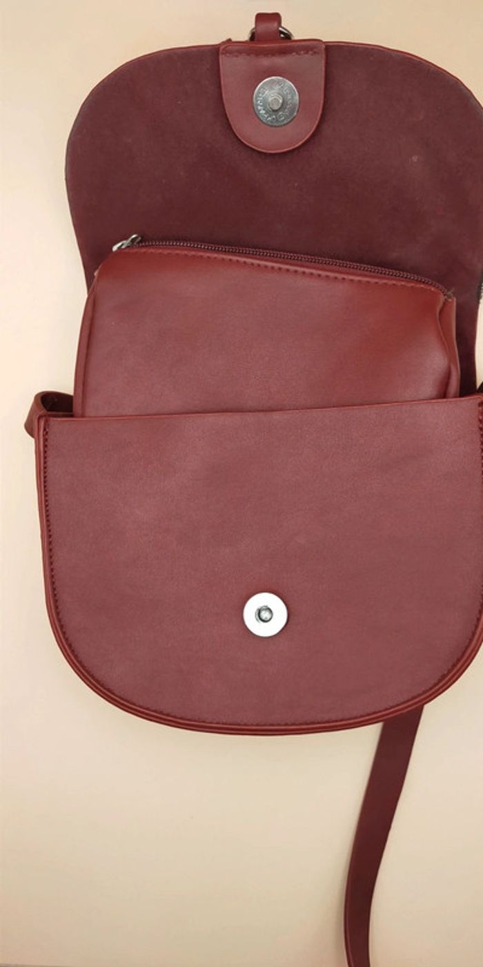 Sac à main en cuir, artisanal, bordeaux - photo numéro 10