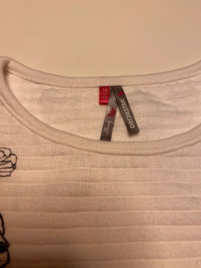 Haut blanc Orchestra fleur 10 ans - photo numéro 2