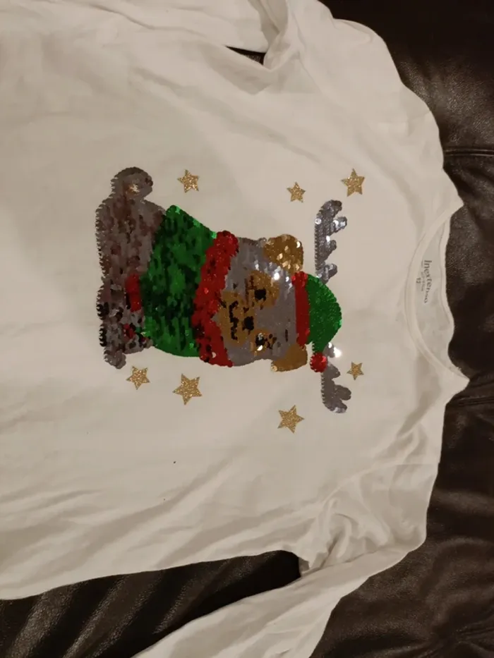Tee-shirt noël in extenso 12 ans sequin - photo numéro 3
