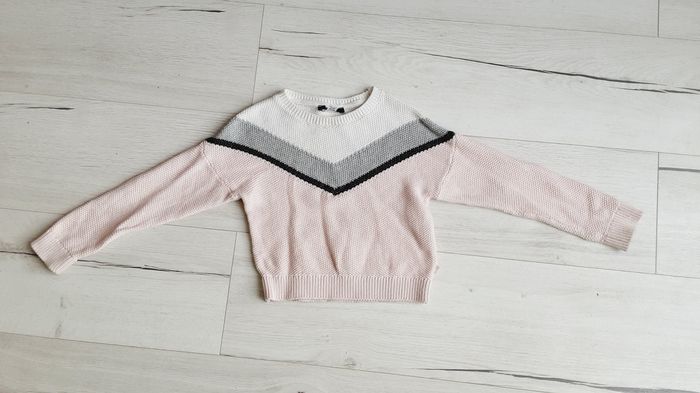 Vêtement fille pull Okaïdi rose blanc et gris 3 ans