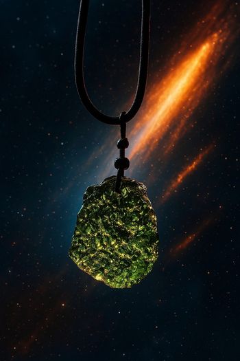 Éclat Stellaire 💫 Collier en Véritable Moldavite, Poussière d’Astéroïde