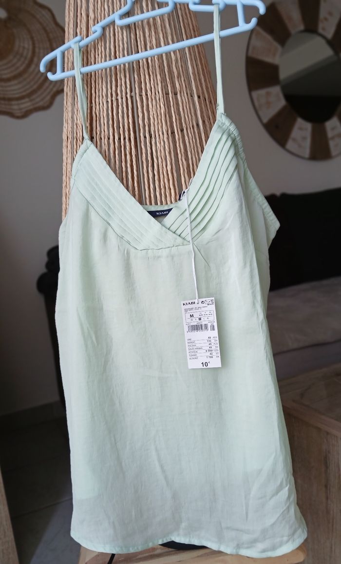 Débardeur à fines bretelles à micro motifs femme vert