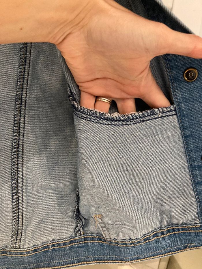 7 - veste en jean avec capuche avec effet sweat - photo numéro 7