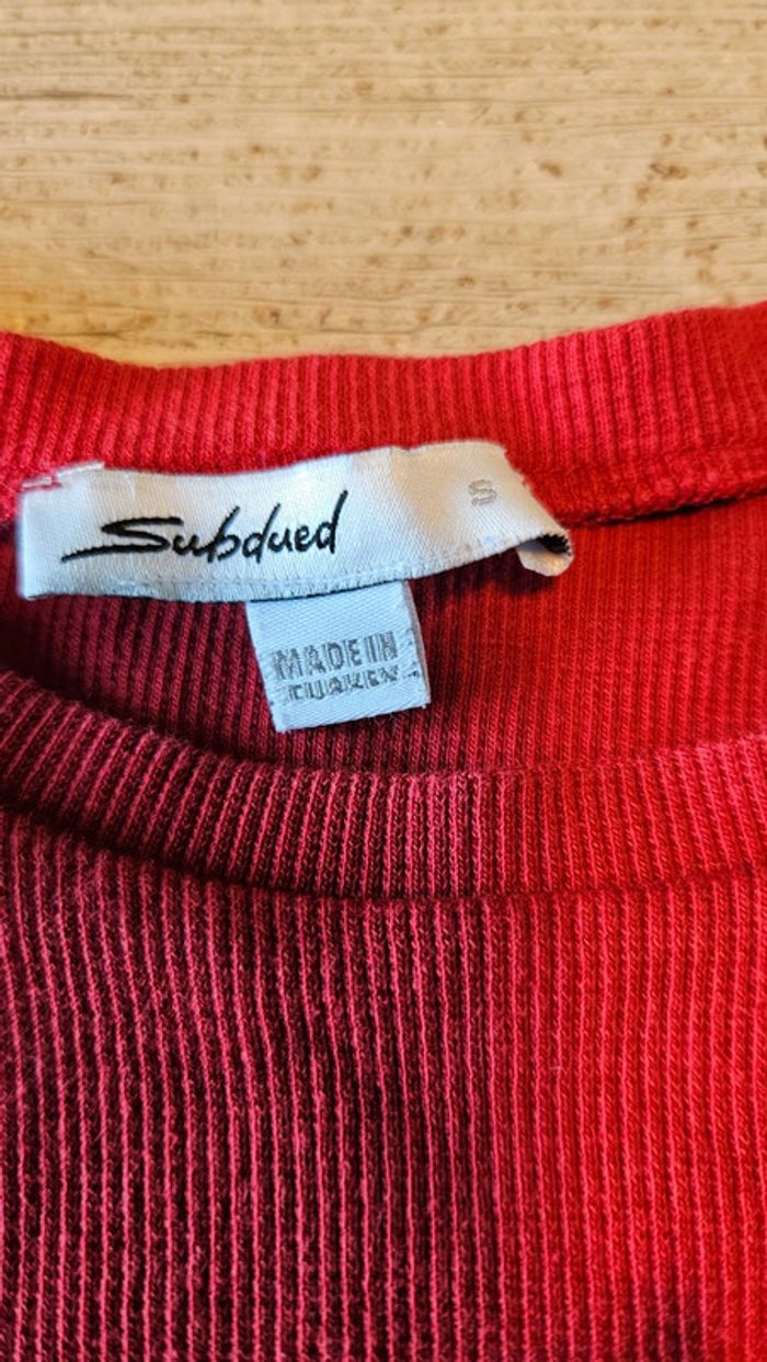 T shirt à manches très courtes, rouge, Subdued, S, nickel - photo numéro 4