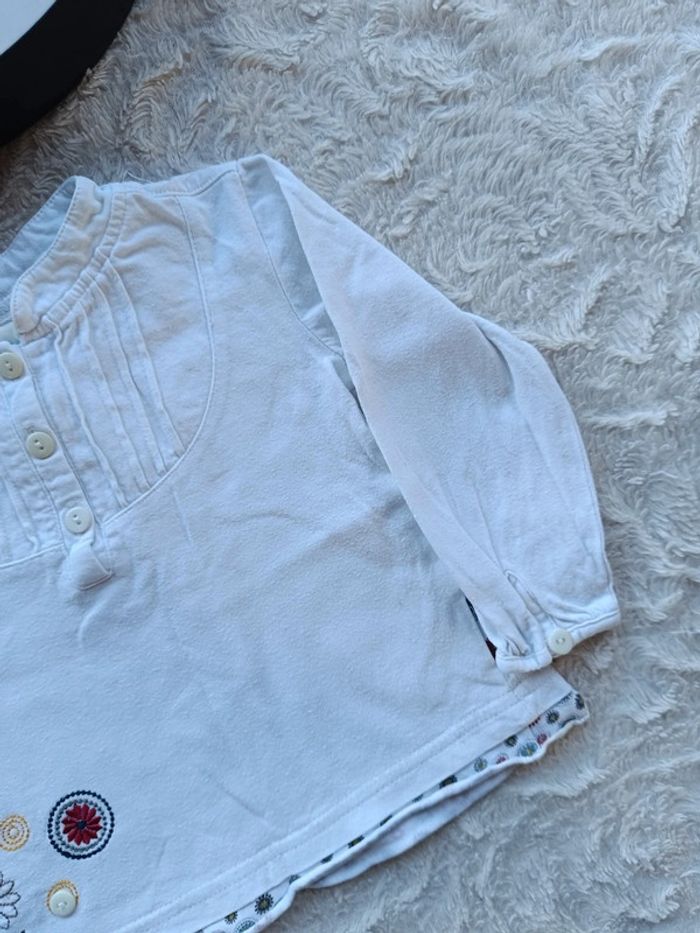 Tee shirt chemise blouse tunique manches longues Fille 12/18 mois fleurs Tricky tracks 100% coton - photo numéro 4