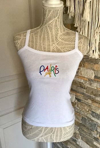 Débardeur blanc motif  Paris taille 36 (0623)