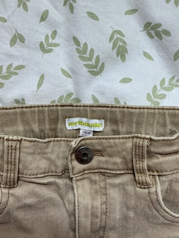 short en jean beige taille réglable vertbaudet 6 ans - photo numéro 4