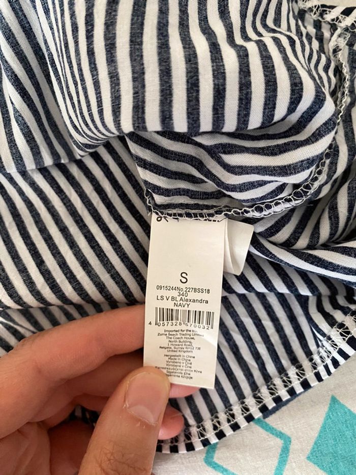 Superbe belle chemise bleu à rayures à noeud Colloseum taille S - photo numéro 13