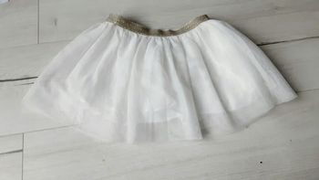 Vêtement fille jupe fête cérémonie blanche à paillettes élastique doré brillant Okaïdi 3 ans