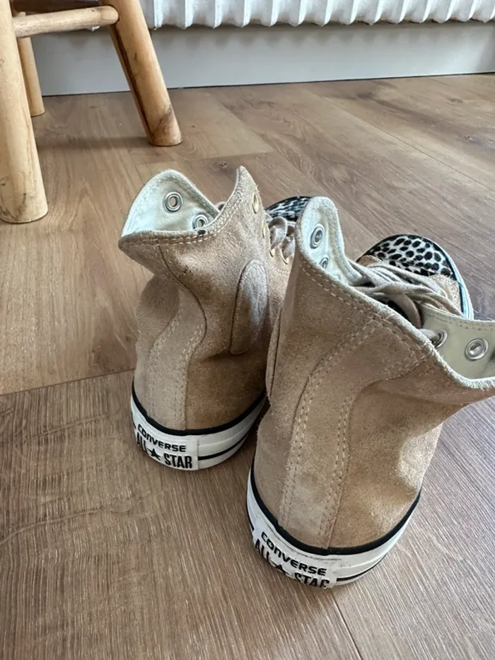Converse en daim camel et léopard taille 37 - photo numéro 4