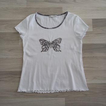 T-shirt femme blanc à motifs Armand Thierry taille M