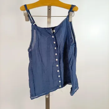 Débardeur bleu IKKS taille M fines bretelles boutonné léger bohème chic été A1287