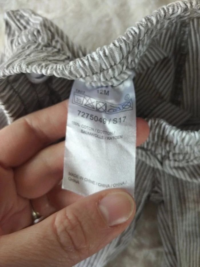 Pantalon léger Mixte 12 mois rayé 100% coton - photo numéro 7