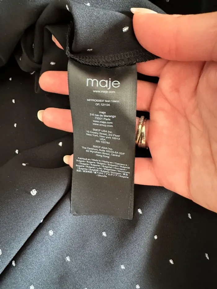Robe Maje à pois noire et blanche taille 38 - photo numéro 6