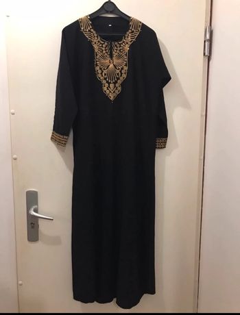 Robe femme orientale manches longue noir dorée taille XL