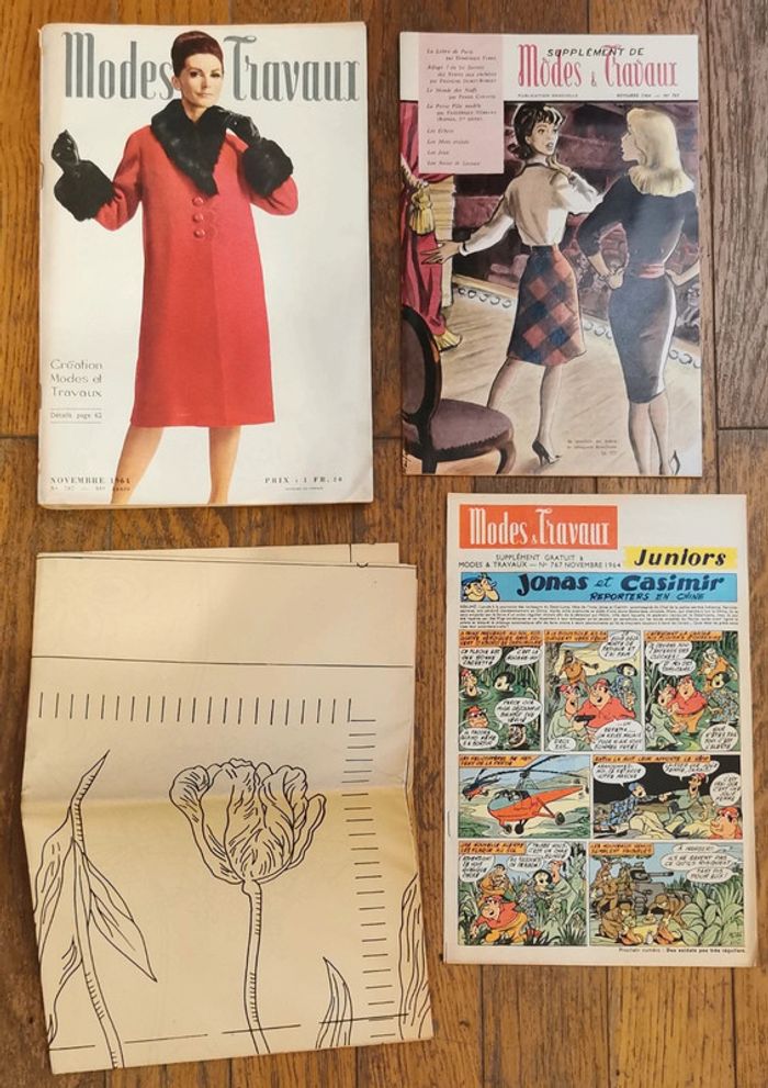 Ancien magazine Modes et travaux 1964 avec 1 patron + 2 suppléments n°767 vintage