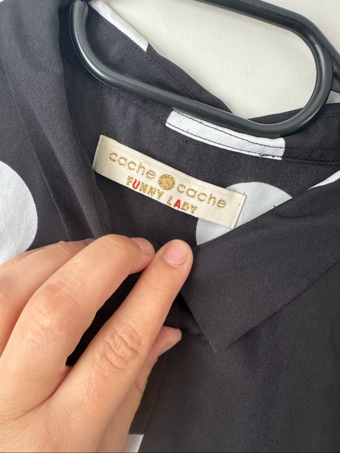 👚 chemisier noir à pois - cache-cache - taille 3 - bon état - photo numéro 5