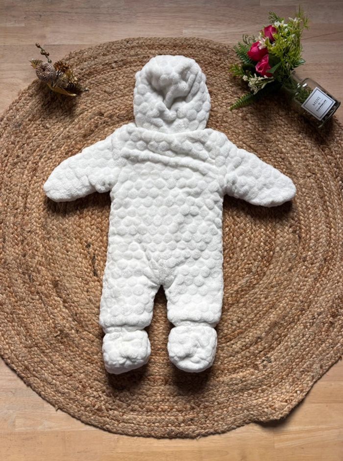 🌺Combinaison hivernal/ Combipilote blanche avec oreilles d’ours Taille 1mois/52-55cm🌺 - photo numéro 8