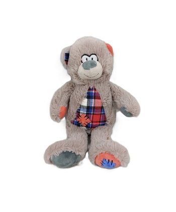 Peluche doudou ours Crédit agricole gris, tissu rapiécé 28 cm Alpes Provence