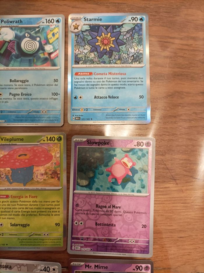 Lot de 9 cartes Pokemon 151 Holo Aquali Tetarte Rafflesia Mr Mime Staross - photo numéro 3