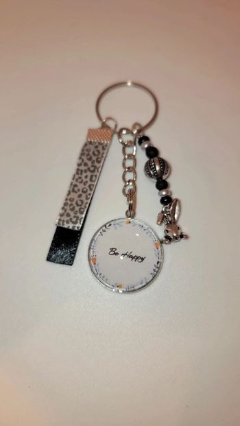 Cadeau pensées positives, porte clé message bijoux de sac " be happy"