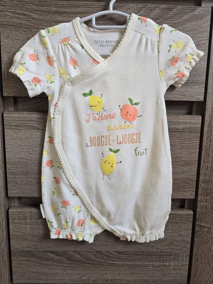 Vêtement Bébé - Barboteuse fruit - Petit Béguin- 9 mois 74 cm - photo numéro 2