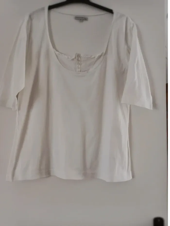 Haut blanc taille XL 100% coton manches 3/4