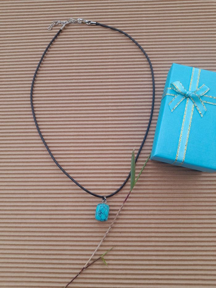 Collier agate naturelle bleue - photo numéro 2