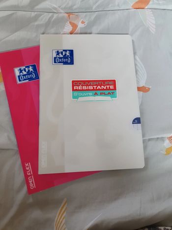 Lot de 2 cahiers oxford rose et blanc, couverture résistante s'ouvre à plat