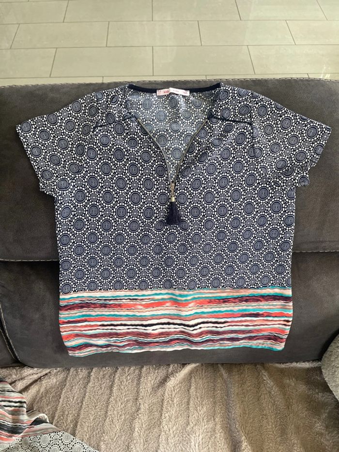 Haut marine manches courtes 10 ans Gémo