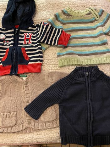 6 vestes + 1 pull en laine 3 mois