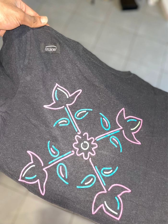 T-shirt Oxbow Noir Graphique Fleurs & Logo - Taille S - photo numéro 4