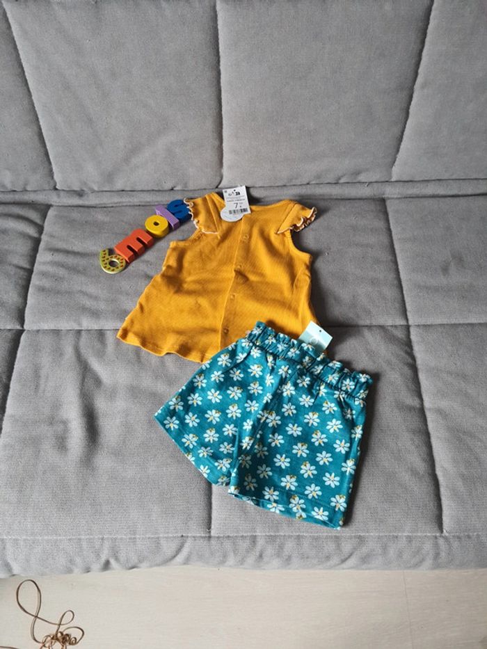 Ensemble Obaïbi t-shirt et short taille 6 mois neuf avec étiquettes - photo numéro 6