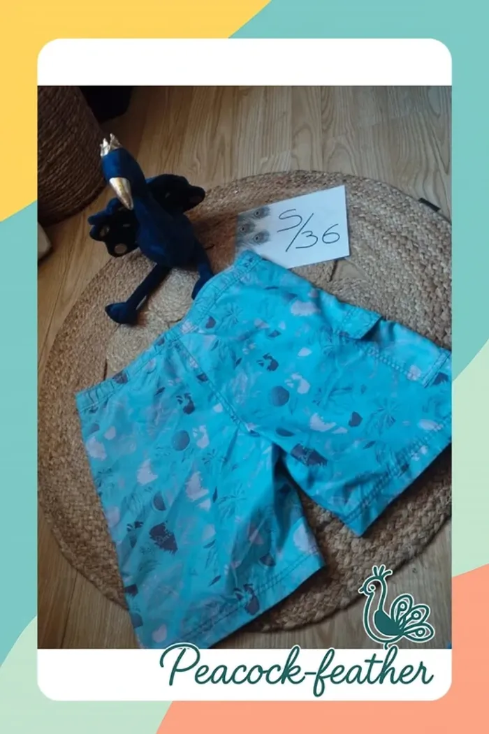 Short de plage turquoise homme S /16ans - photo numéro 5