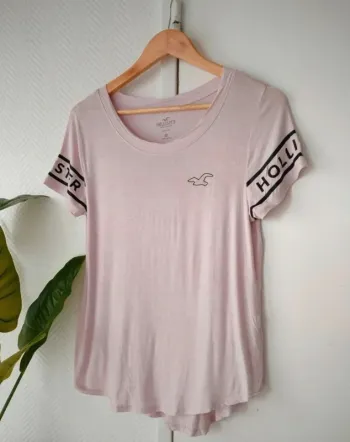 T-shirt rose clair Hollister taille S