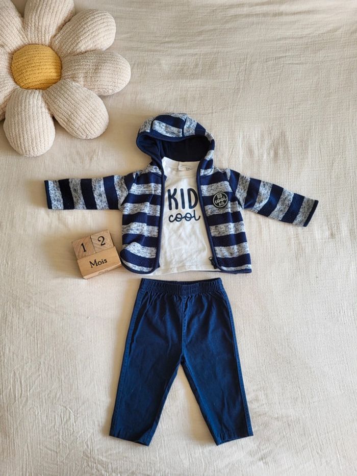 Joli Ensemble t-shirt pantalon et gilet bébé garçon rentrée Septembre automne hiver - photo numéro 4